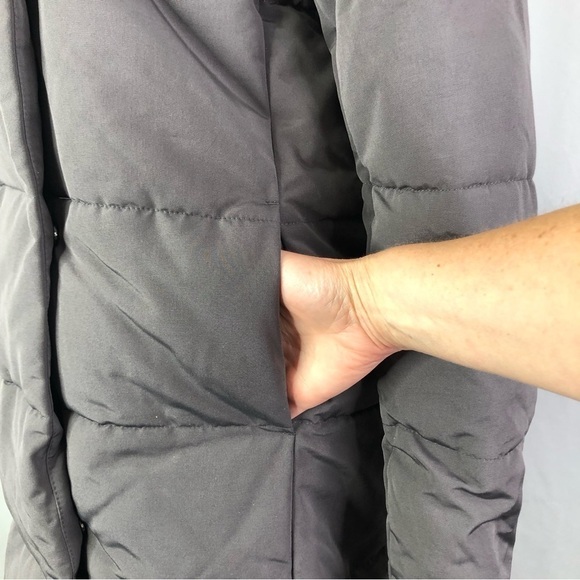 French Connection puffer coat long matte grey hood zip and snaps XS - Picture 8 of 12